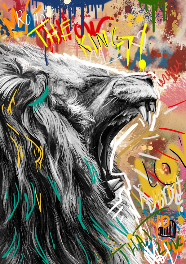 Affiche Lion graffiti no. 1