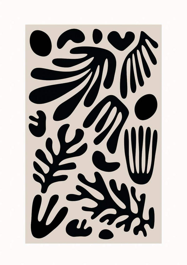 Affiche coraux noirs sur fond gris