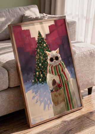 White Cat Christmas Shopping
