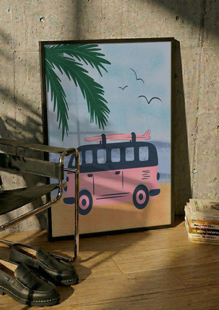 Pink Beach Camper - Carrie Cantwell