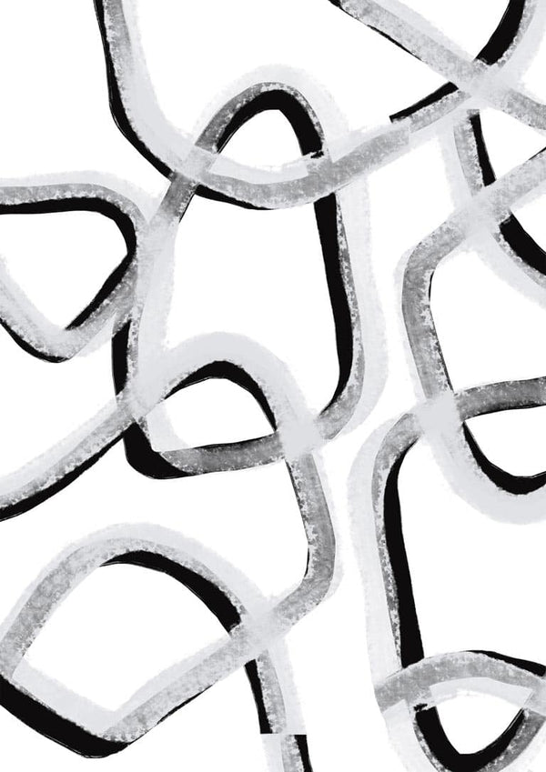 Abstract black and white overlapping curved lines artwork for "Make you stay" by Anastasia Sawall.