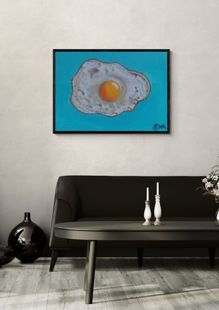 Fried Egg on Blue - Art By Biba