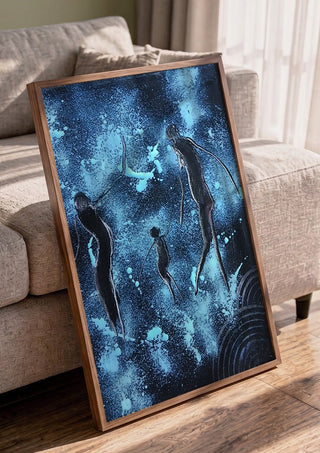 Three Figures in Blue - luco art