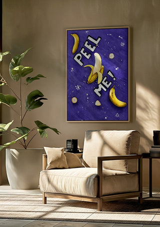 Peel me! by KG Studio framed above a beige armchair beside a potted plant
