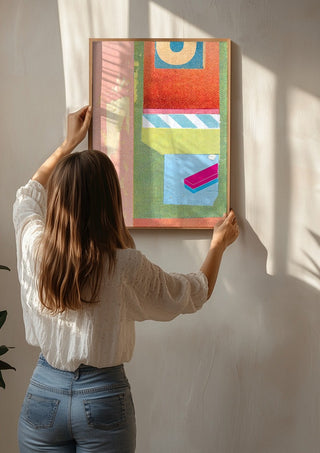 Bubble Gum by Kareem Rizk being hung on a sunlit wall