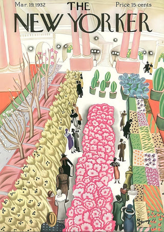 Colorful Artfair Plakat featuring a lively flower market with visitors and vibrant floral displays.