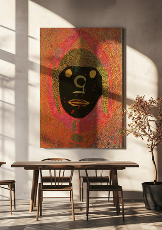 GOA by Ali Kasap hanging above a wooden dining table in warm sunlight