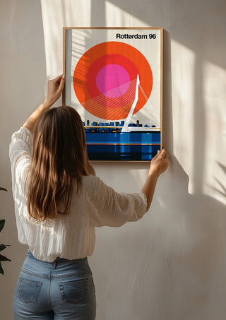 Rotterdam 96 by Bo Lundberg being hung on a sunlit wall