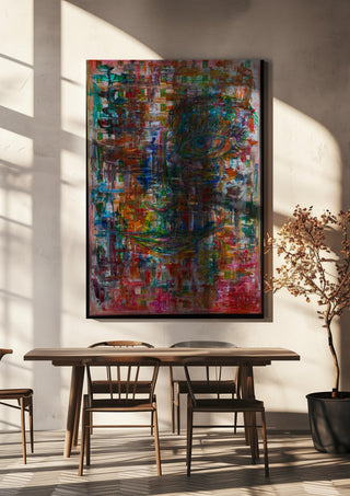 Augenblick by ullimcart hanging above a wooden dining table in warm sunlight