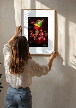 Nachtflits by Madame Petit being hung on a sunlit wall