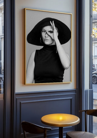 Back in time by Bettinafloorphoto in an oak frame on a panelled cafe wall