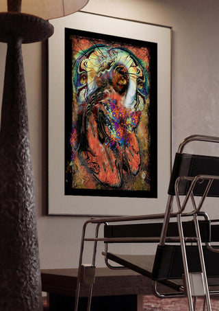 TogetherForever by Henrik Kock framed in a dim room beside a tubular steel chair