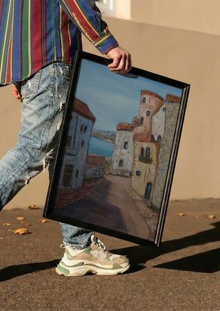 Village Street view, La Azohía, Cartagena, Spain by PaKart carried in a black frame along a sunny street