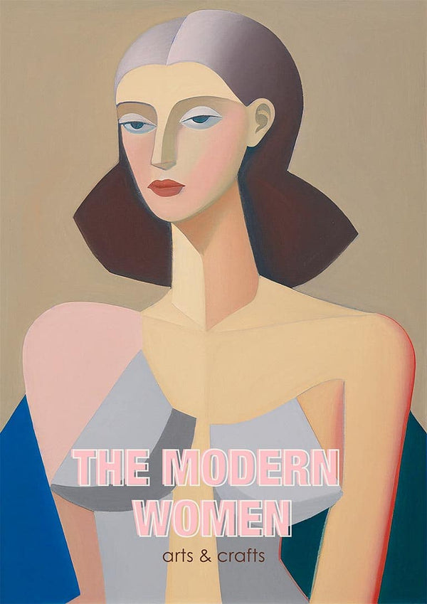 Abstract portrait of a woman with geometric features; cover art for "Modern Woman" by David Wolf.