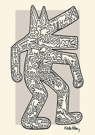 Krokodil artwork by Keith Haring featuring a crocodile figure filled with dynamic, abstract line drawings.