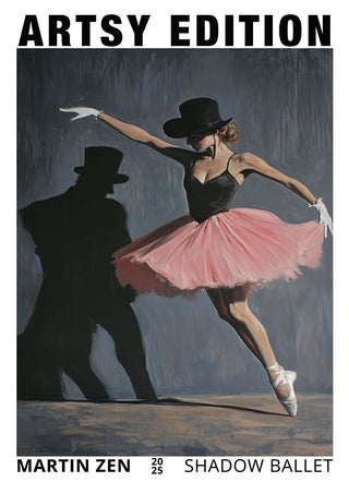 Cover of Shaddow Ballet by Martin Zen, featuring a ballerina in pink tutu and hat dancing with her shadow.