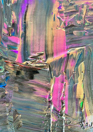 Friendship by Maria-Tia - vertical streaks of hot pink, violet and grey paint
