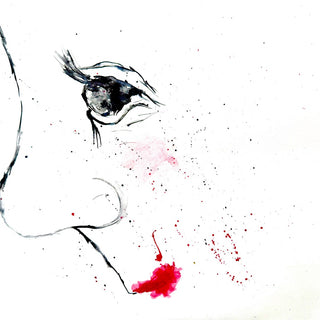 Red Lips by Marina Agre - minimal black line face with bright red lips