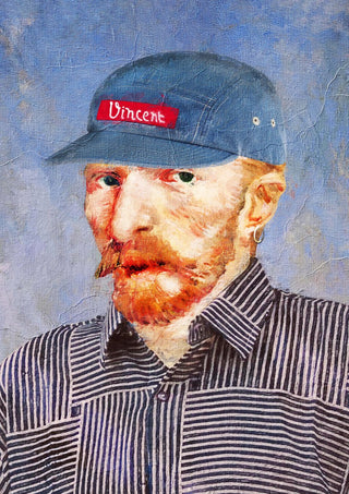 Hipster Vincent by Dikhotomy - Van Gogh in a blue cap and a striped shirt
