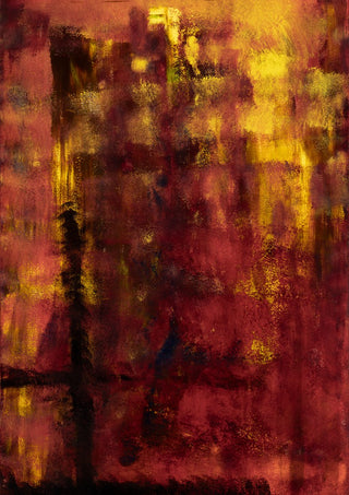 Einmal um die Welt by Sophie Schillen - deep red and burgundy with yellow light breaking through