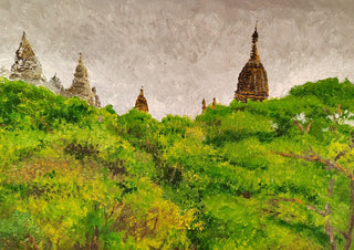 Temple jungle by GAHO - golden temple spires rising from dense green jungle