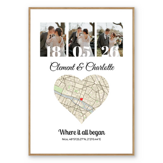 Collage carte et photo - Affiche personnalisée