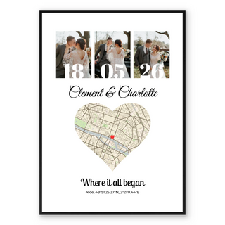 Collage carte et photo - Affiche personnalisée