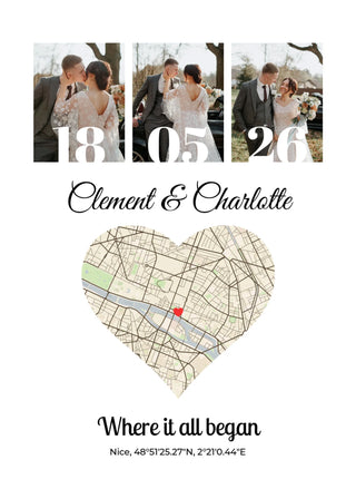 Collage carte et photo - Affiche personnalisée
