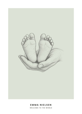 Baby Feet name poster in sage