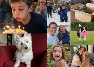 Family Collage landscape with featured photo personalised poster – 8 family photos with two large featured photos, edge to edge without a border