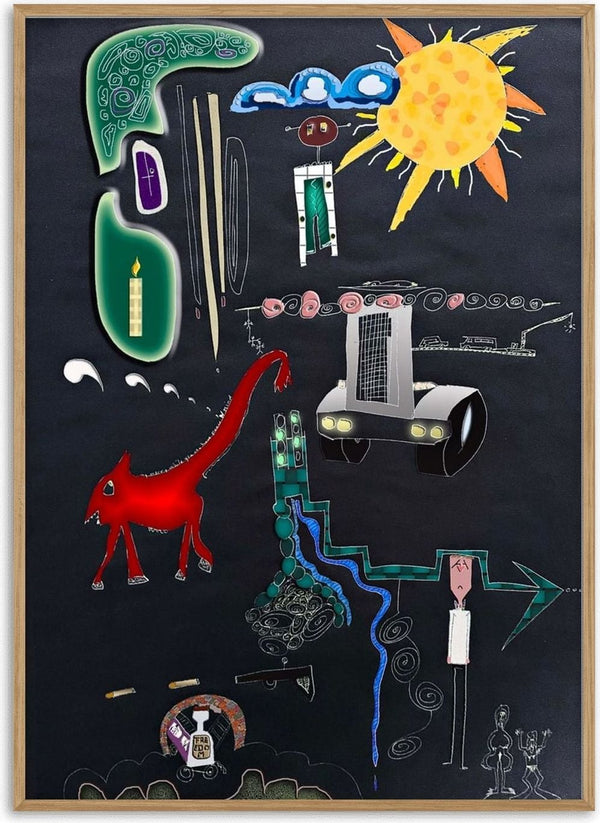 A Day In A Life by Art Guveau - colourful doodles on a black ground