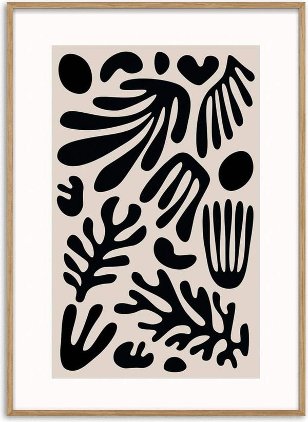Affiche coraux noirs sur fond gris
