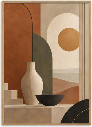 Earth Tones and Minimalist Shapes – Modern Abstract Still Life | Contemporary Neutral Wall Art - TimlessArtworks