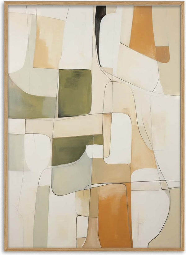 Abstract geometric painting with soft earth tones, featured as Etheric Melody product image.