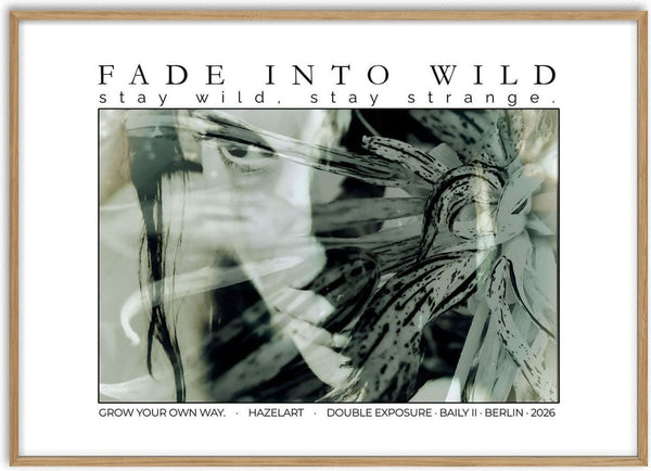 fade into wild by hazelart - a profile and a spotted lily laid over each other in pale grey and green
