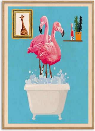 Flamingos In Bath - Wallchart