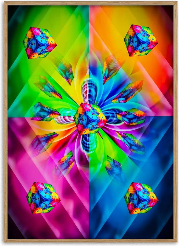 Game of Dice - Dreams Come True by Walter Zettl - rainbow dice and a radiating fractal star