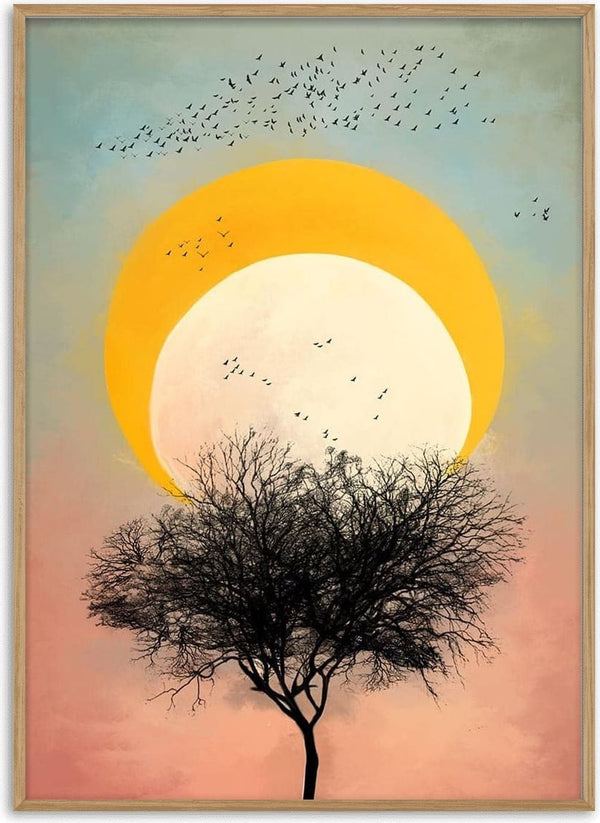 Artistic cover for Heart Of My Stories by David Wolf, featuring a tree silhouette and birds against a bright sunset.