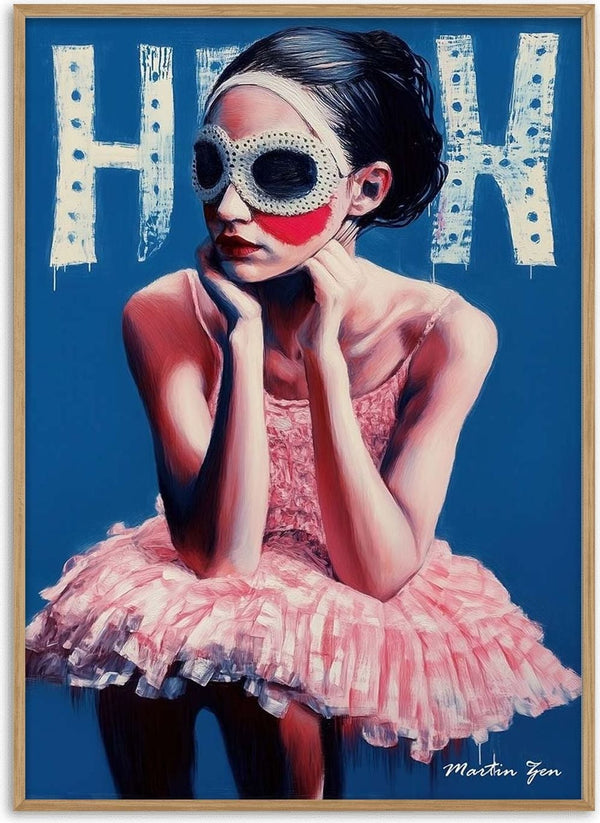 Ballet dancer in a pink tutu and white mask sits pensively, with "HooK" and Martin Zen's signature visible.