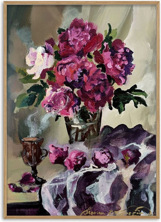 Hot chocolate and magenta peonies - Mariam De Giorgio