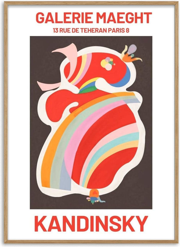 Abstract red and multicolored shapes on a Kandinsky Forme Rouge Plakat, Galerie Maeght exhibition poster.