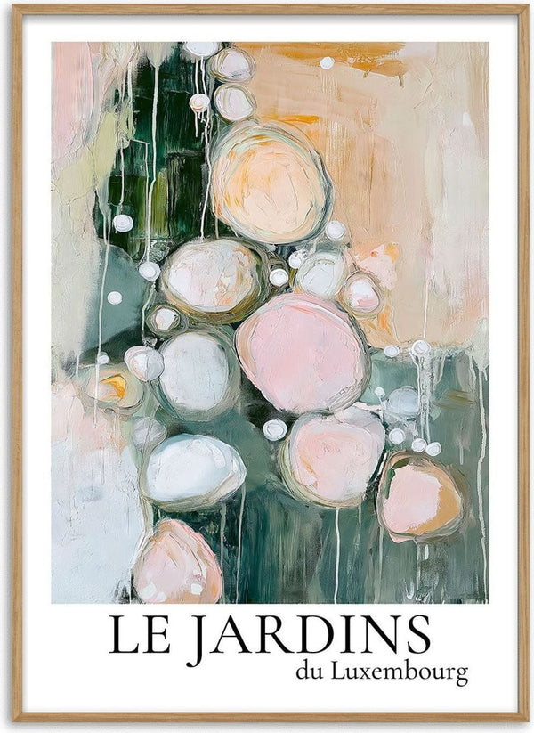 Abstract painting with soft pastel ovals and drips, featured on the Le Jardin Du Luxembourg 01 product page.