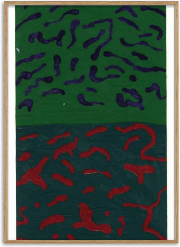 Living Creatures by rainbowuniverse - purple and red brushstrokes across two fields of green