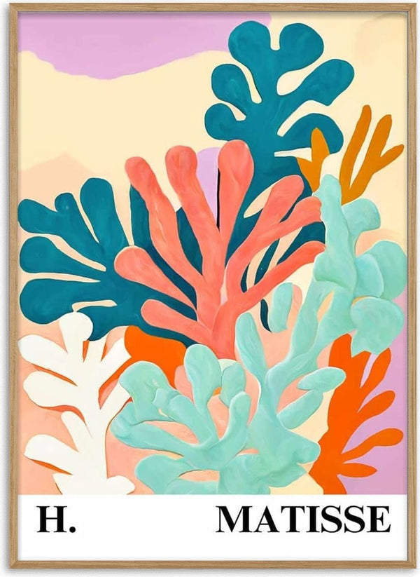 Abstract coral shapes in bold colors inspired by Matisse, featured on a decorative Plakat print.