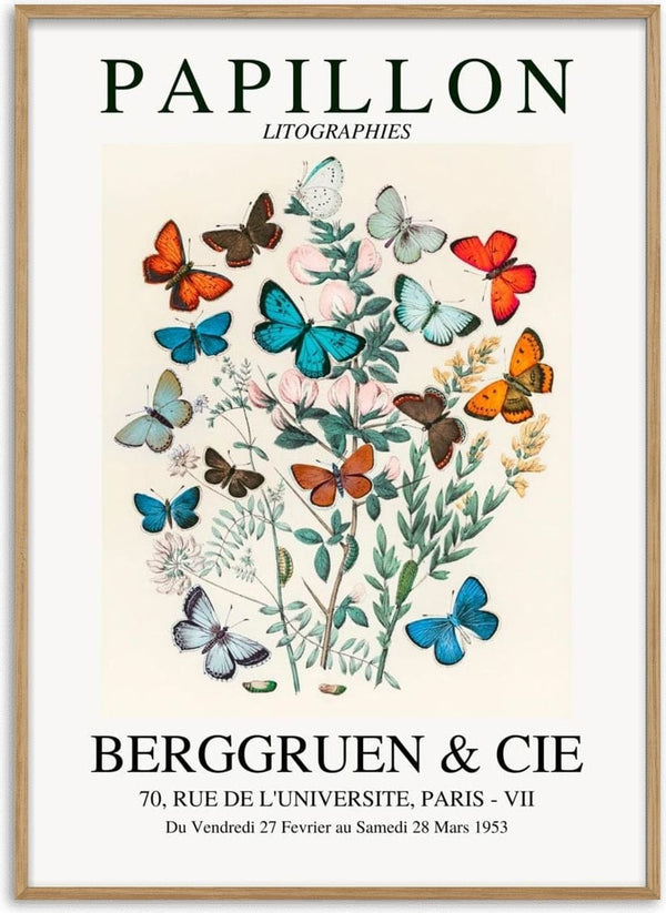 Colorful papillon exhibition poster.