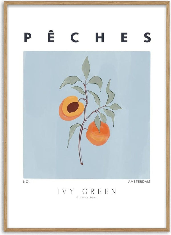 Illustration of two peaches on a branch, featured on the Peaches - Ivy Green product page.