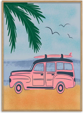 Pink Beach Surfer Car - Carrie Cantwell