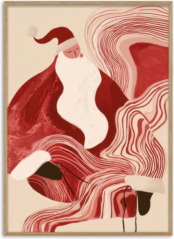 Artistic Santa with flowing, wavy beard in red and white, showcased for Santa's Beard product page.