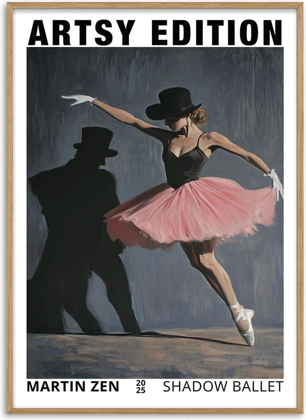 Cover of Shaddow Ballet by Martin Zen, featuring a ballerina in pink tutu and hat dancing with her shadow.