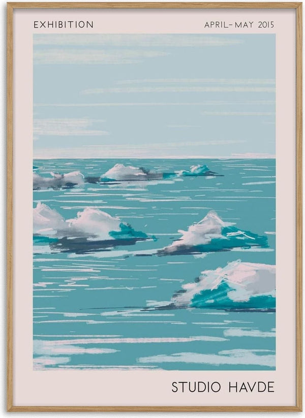 Digital illustration of icebergs floating in a calm sea, promoting Studio Havde Seascape.